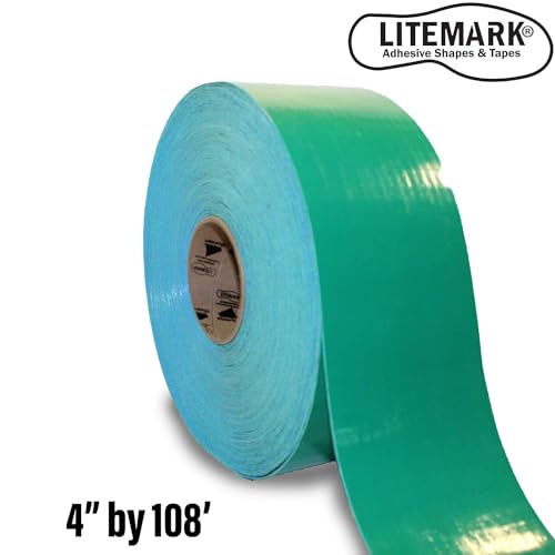 LiteMark Duramark EC700 Floor Marking Tape for Concrete and Pavement | Industrial Marking Tape for Warehouses | Long-Lasting | High Durability (Green), 4 Inch X 18 Feet