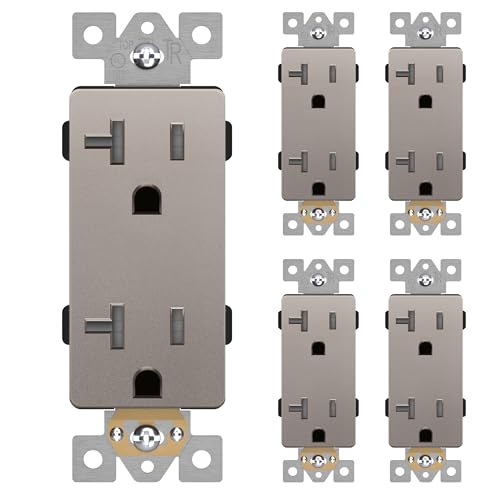 LIDER Decorator Receptacle, Tamper-Resistant Wall Outlet, 20A, 5-Pack - color: Nickel, size: 20 Amp (No Wall Plate)