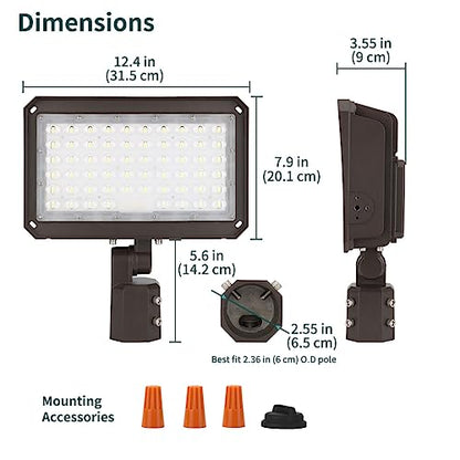 kadision 150W LED Flood Light, Dusk-to-Dawn Photocell, Slip Fitter Mount - size: 150W