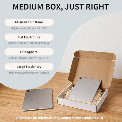 Fishat 11" x 8" x 2" White Corrugated Cardboard Shipping Boxes Set of 25 - size: 11" x 8" x 2"