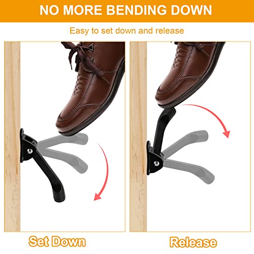 4 Pack Kickdown Door Stop, Commercial Heavy Duty Door Stop, Door Stoppers for Bottom of Door, Kickstand Door Stopper with Rubber Tip and Spring Lever, Easy to Kick Down Door Stop Stopper and Release - color: Black - 4 Pack
