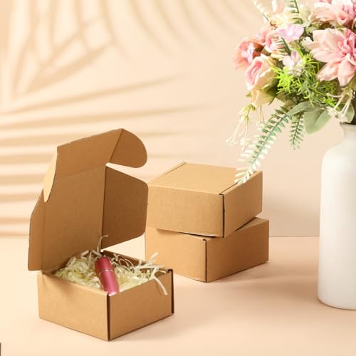 Qilery 100 Pcs 4x4x2'' Shipping Boxes Corrugated - size: 4x4x2''
