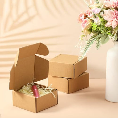 Qilery 100 Pcs 4x4x2'' Shipping Boxes Corrugated - size: 4x4x2''