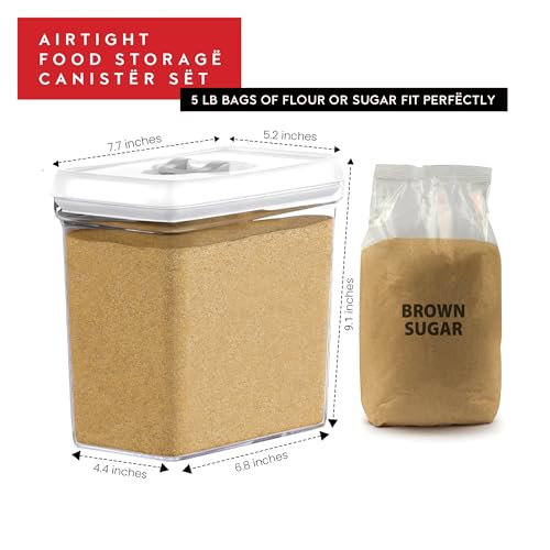 DWËLLZA KITCHEN Large Airtight Food Storage Containers with White Lids (3.8L, 0.8L) - Clear Plastic Bulk Food Pantry & Kitchen Storage Containers for Flour, Sugar 4 Pc BPA-Free, Keeps Fresh & Dry - color: 08 - 3.8 Liters & .8 Liter (Set of 4)