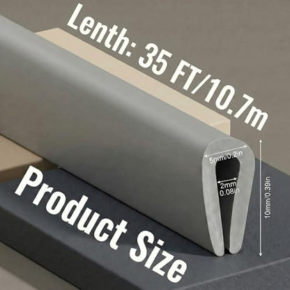 Tondiamo Rubber U Channel Edge Trim, Door Seal Strip - color: Gray, size: 35.1 Feet,1/16 Inch