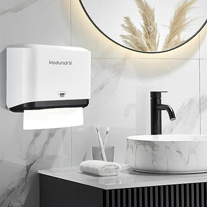 Multifold Wall Mount Paper Towel Dispenser for Bathroom,No-Drill, White - color: 5859-white, size: 210 Sheet