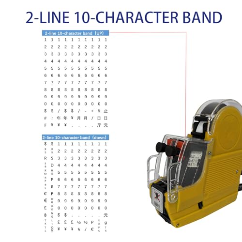 2 Line Price Gun, 2400 Color Labels 3 Ink Rolls Retail Store - color: Sunflower Yellow