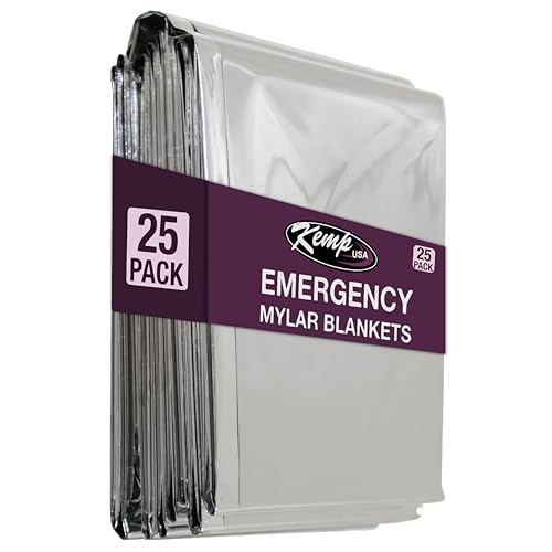 Kemp USA Emergency Mylar Blanket 25 Pack Thermal Reflective Space Blanket