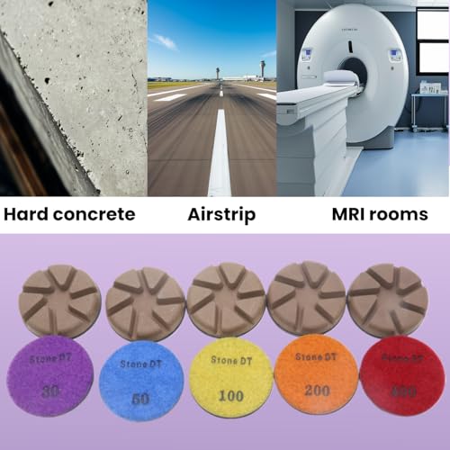 Hybrid Diamond Polishing Pucks, 3’’ Floor Grinding Pads for Hard Concrete Surface, Compatible with Ride-on/Walk-Behind Floor Grinder, Aggressive Ceramic Bond, 50#, 9PCS - style: 50# 9PCS