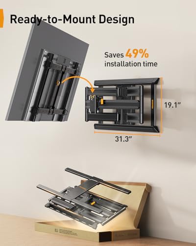 Perlegear Full Motion TV Mount for 55–120 inch TVs up to 225 lbs - size: Fits 55-120" TVs / Max 24" Wood Stud
