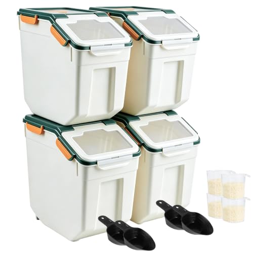 Saim 4 Pack 25lb Flour & Rice Storage Container Bin, Dark Blue - color: 4Pack 25lb Dark Blue