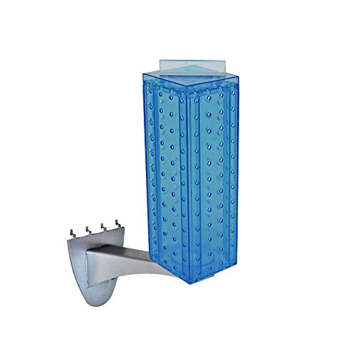 Azar Displays 700231-BLU 4" W x 4" D x 12" H Four-Sided Revolving Pegboard Display with Extension Rod in Translucent Blue - color: Blue