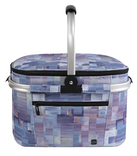 ALLCAMP Picnic Basket, 22L Insulated Cooler Foldable, Thick, Purple - color: Purple Pattern, size: Medium