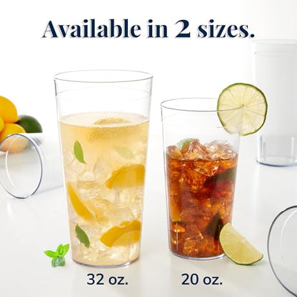 US Acrylic Cafe Plastic Reusable Tumblers, Clear, 32-Ounce, Set of 12 - color: Clear, size: 32 ounces