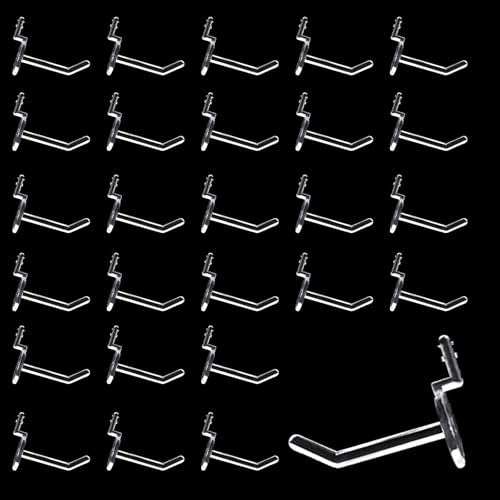 100pcs Plastic Pegboard Hooks Clear Acrylic Hook Plastic Hooks for Retail Peg Board Hooks Peg Board Shelving Hook for Garage Kitchen Peg Boards Craft Storage