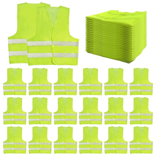 36 Pack High Visibility Safety Vests Mesh Security Vest with Reflective Silver Strips Construction Vest Bulk - color: Yellow
