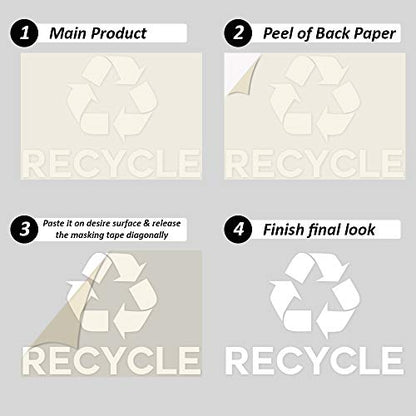 Ignixia Recycle Symbol Sticker Decal to Organize Trash cans/Garbage containers, Recycle Sign Decal Plotter Cut Vinyl Outdoor Recycle Containers (White, 10 X 7) Inches Large (Pack of 01) - color: White (Pack of 01)