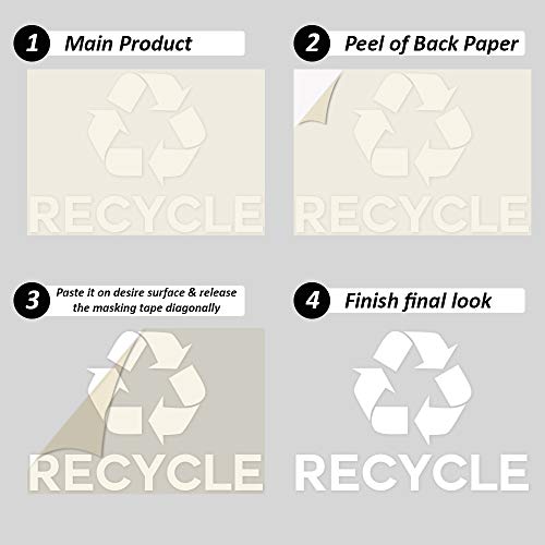 IGNIXIA Recycle Symbol Sticker Decal to Organize Trash cans/Garbage containers, Recycle Sign Decal Plotter Cut Vinyl Outdoor Recycle Containers (White, 10 X 7) Inches Large (Pack of 02) - color: White (Pack of 02)