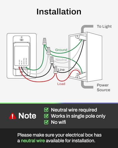 BN-LINK Dimmer Light Switch, Single-Pole Only, Neutral Wire Required