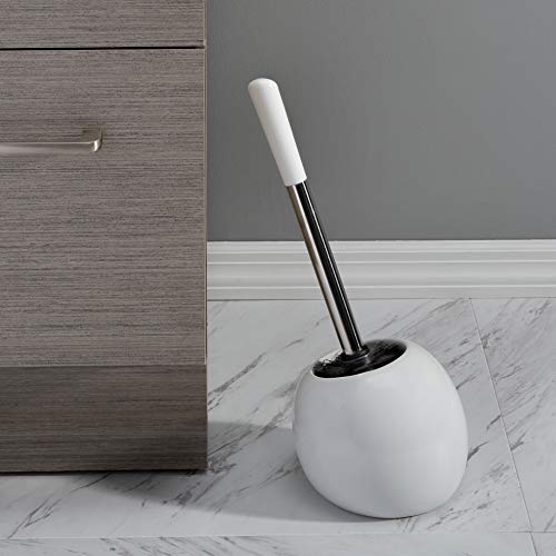 Bath Bliss Ceramic Dome Brush & Holder Set, Decorative, Modern, Freestanding, Heavy Duty Cleaning Toilet-Brushes, (Pack of 1), White - color: White, size: 1 Count (Pack of 1)