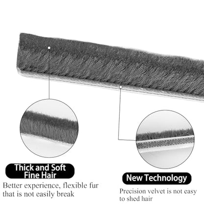 33FT Brush Weather Stripping for Sliding Window Door Frame Strong Adhesive Door Seal Strip Felt Weatherstripping Soundproofing Pile Weatherstrip Draft Stoppers 0.35'' Wide x 0.2'' Thick, Grey - size: 0.35in x 0.2in x 33ft