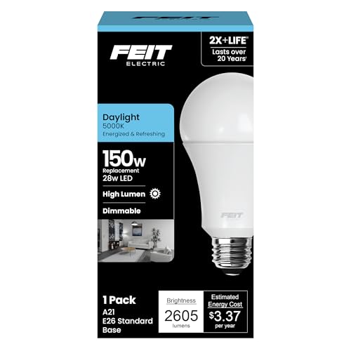 Feit Electric A21 LED Light Bulb, 150W Eq, Daylight White - color: 5000k Daylight, size: 150W
