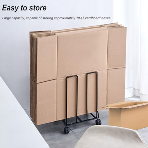 Carton Stand for Boxes, Carton Storage Rack with Wheels, Black - color: Black