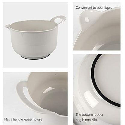 BoxedHome 4 Pack Nesting Mixing Bowl with Pour Spout and Handle, BPA free Microwave & Dishwasher Safe(Grey, 4 Pack with Handle) - color: Gray