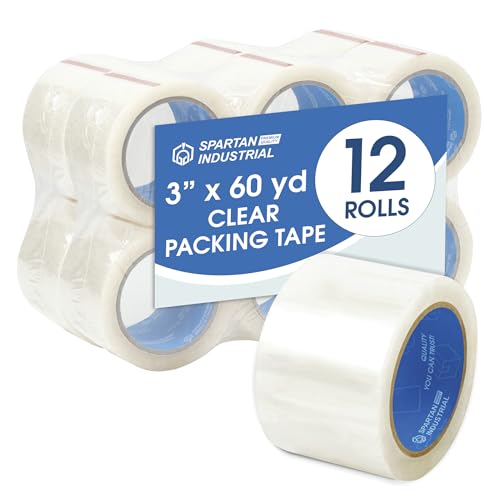 Spartan Industrial 3" X 60 yd Clear Packing Tape Rolls - 12 Rolls