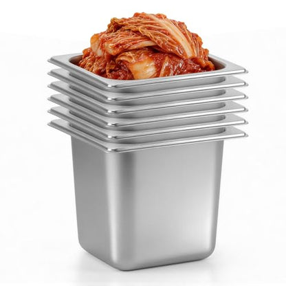 Dyna-Living Hotel Pans 1/6 Size 6 Inch Deep Food Pan 6 Pack Steam Table Pan - color: Without Lids, size: 6 Inch Deep