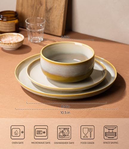 TheTerra Ceramic Dinnerware Set for 8, 24-Piece Plates and Bowls Set - color: Autumn Haze, size: Set (24pcs)