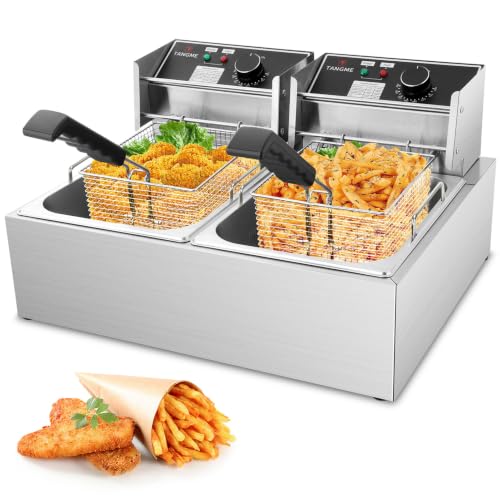 Commercial Deep Fryer, 3400W Electric Deep Fryers with 2x6.35QT Baskets - size: 12L