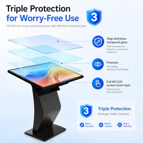 43 inch Touch Screen Kiosk, Windows11 System(8+128g) | K-Style Stand Inquiry Machine, Human–Machine Interaction Smoothly for Mall Navigation/Self-Ordering/Advertising/Retail Store - color: Black
