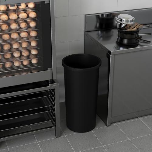 22 Gallon Black Round Waste Basket | 88 Qt Trash Can - color: Black, size: 22 Gal | No Lid