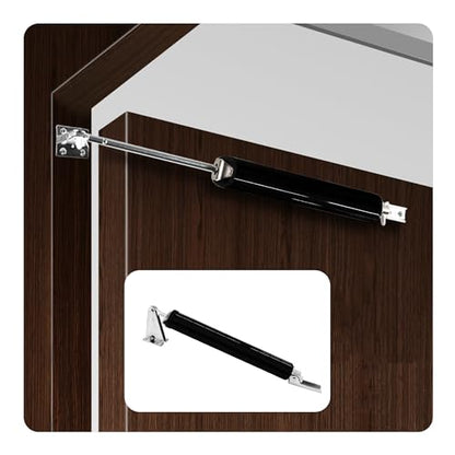 Adjustable Pneumatic Door Closer Kit, Heavy Duty Storm Door Closer with Hold Open Feature for Medium and Lightweight Screen Doors (Black) - size: Black
