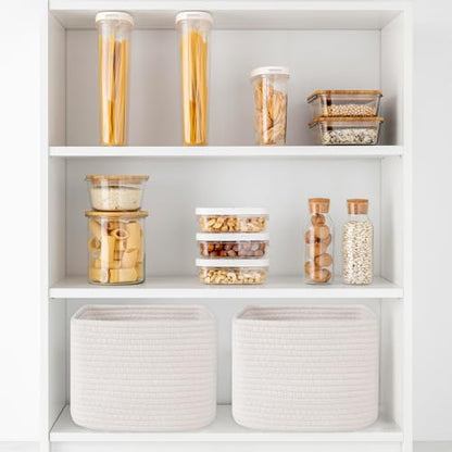 OIAHOMY 3 PACK Cube Storage Bins Storage Baskets Shelf Bins White - color: White