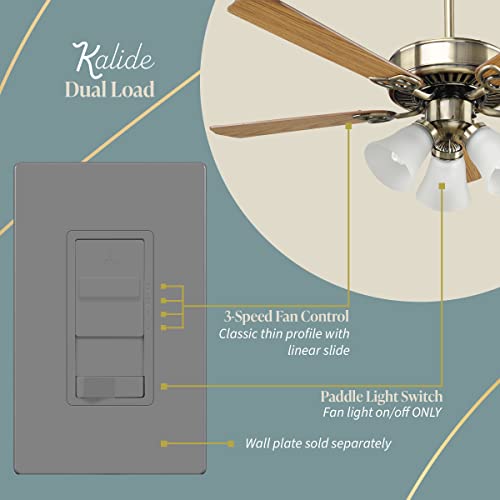 TOPGREENER Ceiling Fan Control and Light Switch, 3-Speed, Gray - color: Grey, size: Light Switch with Fan