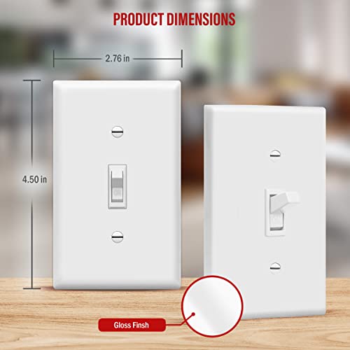 ENERLITES 10 Pack Toggle Light Switch with Wall Plate, Single Pole, White - color: White, size: Switch with Wall Plate
