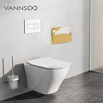 Toilet Seat Cover Dispenser - Stainless Steel Wall Mount (Gold) - color: Gold