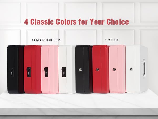 Cash Box with Lock Key and Money Tray, Large Money Box for Cash Register - color: Red