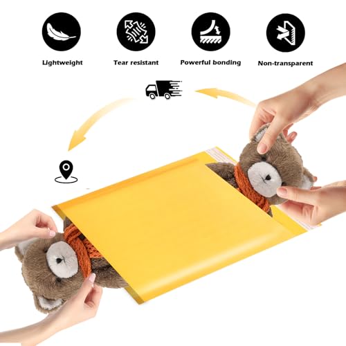 105Pack Yellow 6x10inch Kraft Bubble Mailers Small Business Mailing Packages Self-Sealing Paper Envelopes, Mailer Shipping Padded Envelopes with Strong Adhesion for Jewelry Makeup Supplies - size: 6x10-105pcs