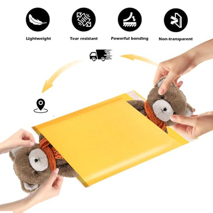 105Pack Yellow 6x10inch Kraft Bubble Mailers Small Business Mailing Packages Self-Sealing Paper Envelopes, Mailer Shipping Padded Envelopes with Strong Adhesion for Jewelry Makeup Supplies - size: 6x10-105pcs