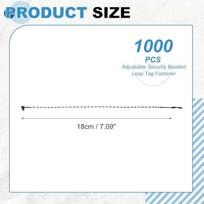1000 Pcs Beaded Loop Tie Fasteners 7 Inch Snap Lock Pin Black - color: Black, size: 7 Inch