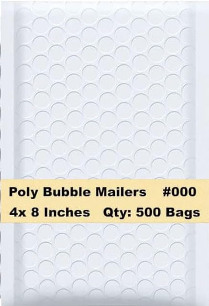 iMBAPrice 4x8 Inches White Color Polybubble Bag, 500-Pack Small Size #000 Self Seal Poly Bubble Mailers Padded Packing Envelopes (Total 500 Bags) - color: White Poly Bubble, size: 4"x8" Poly (500 Envelopes)