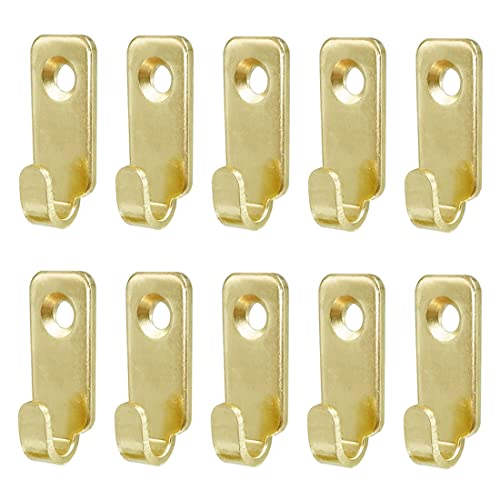 10pcs Heavy Duty J-Shaped Hangers 304 Stainless Steel Wall Mounted Mini J Hook for Mirror Picture Frames Hanging Wire/D Rings/Keyhole Hangers (Gold) - style: J Hanger-Gold (10pcs)