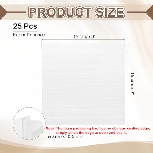 uxcell 25 Pcs Cushion Foam Pouches, 6" x 6" Cushioning Packing Supplies Cushioning Foam Padding Sheets for Moving and Packaging Dishes, China, Books, Photo Frame