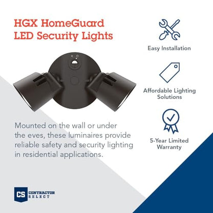 Lithonia Lighting HomeGuard 2-Light LED Outdoor Flood Lights, Dusk to Dawn - color: Dark Bronze, size: 2-Light, style: 1750-2750 Lumens