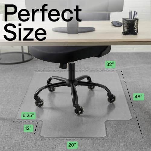 GORILLA GRIP Office Chair Mat for Carpet Floors, Heavy Duty 32x48 Clear Lip - size: 32"x48", style: Carpet Floor with Lip