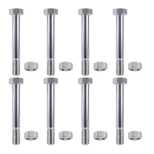 8Sets Shopping Cart Replacement Parts,M8X2.5 Caster Wheel Axle Bolts with Hexagon Lock nut, Heavy Duty Caster Hardware for 3/4/5 Inch Wheels, Trolleys, and Flatbed Carts