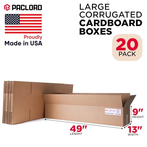 Extra Large Moving Boxes 49"L x 13"W x 9"H, Pack of 20 - color: Pack of 20, size: Extra Large 49x13x9"